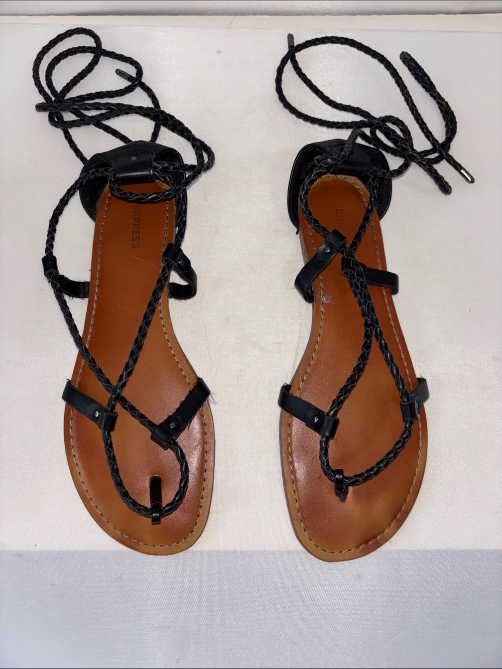Express black braided Gladiator Sandals Size 9
